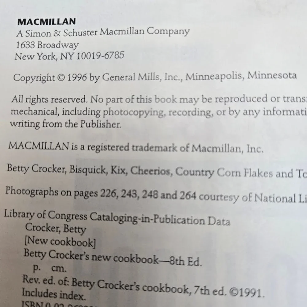 1996 Betty Crocker's New Cookbook Everything You‎ Need To Know To Cook
